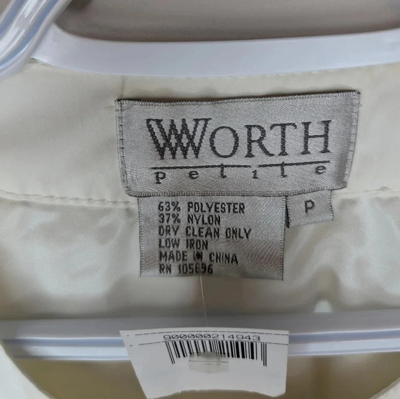 NWT Worth Petite  White w/ Gold Details Cropped Arm Belted Jacket P Size - Picture 5 of 10